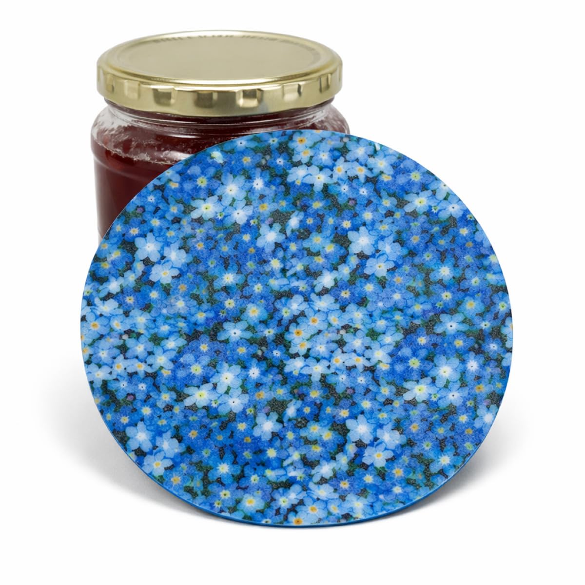 Andreas - Abrelatas de silicona antideslizante de 6.2 pulgadas, abridor de tapa fácil, hecho con silicona y tela, apto para lavavajillas, pelador de ajo, Forget Me Nots, 6.2 pulgadas