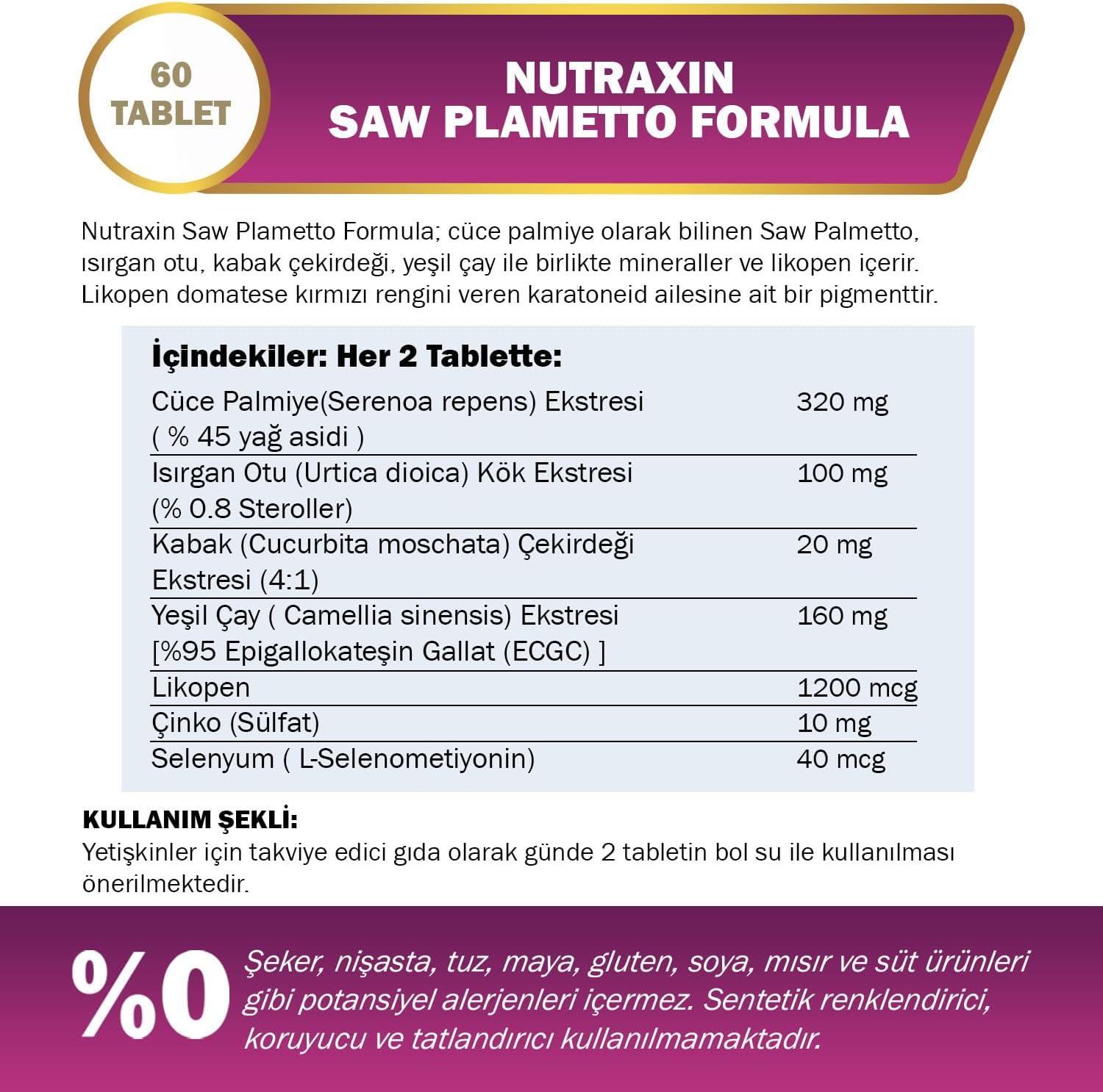 Nutraxin Saw Palmetto Formula 60 Tablet