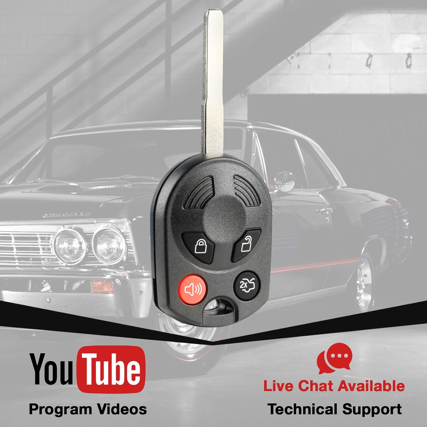 USARemote Key Fob Remote for 2012 2013 2014 2015 2016 2017 2018 2019 2020 2021 2022 2023 2024 Ford Focus Fiesta Transit Connect 4-Button Remote OUCD6000022, 164-R8046 Programming Guide Included 2 Pack