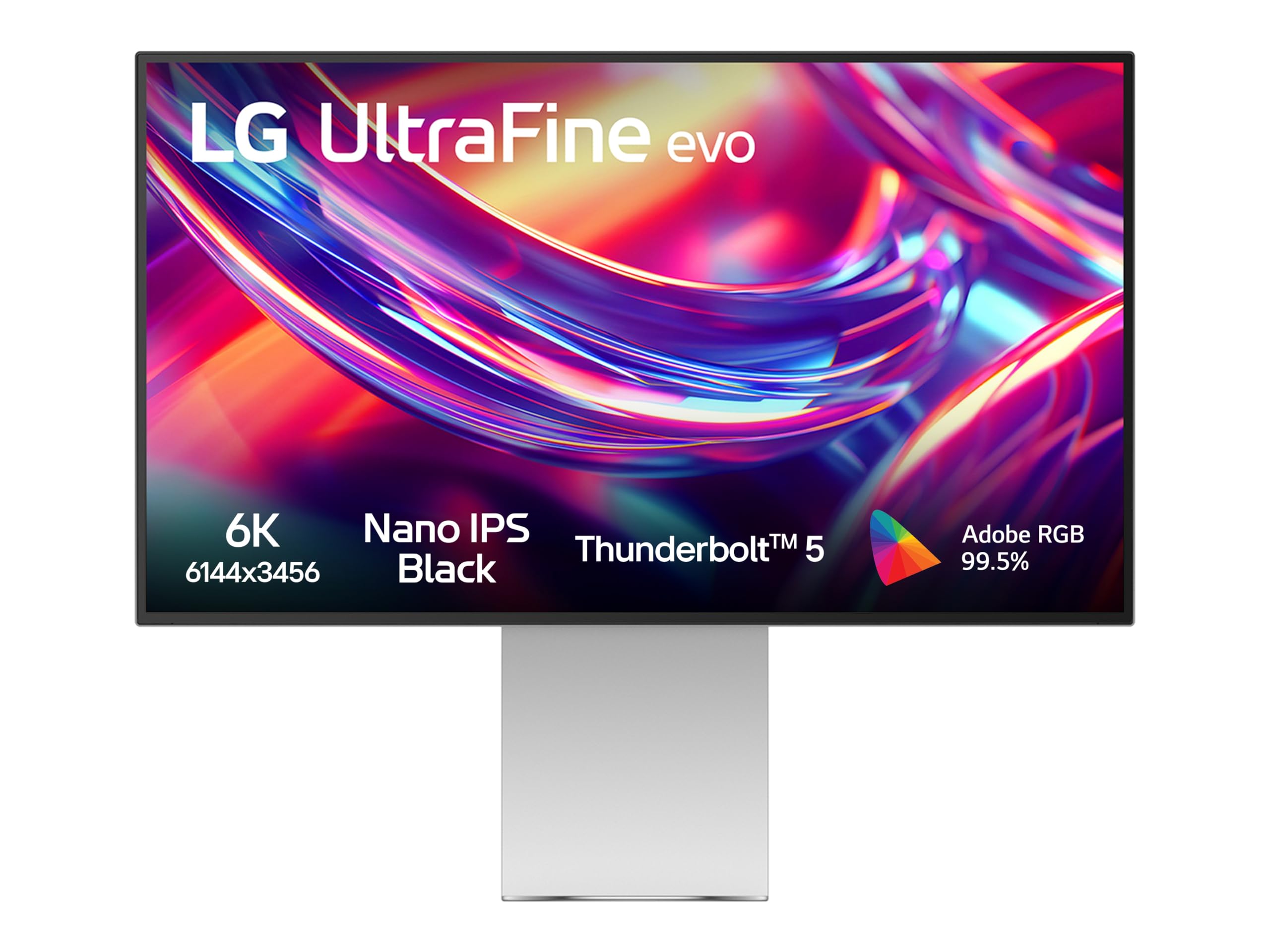 LG 32U990A Monitor 32" 6K, 6144x3456, Thunderbolt 5, integrazione totale con Mac, Nano IPS Black, 224PPI, HDR 600, Adobe RGB 99,5%, DCI-P3 98%, Speaker, USB-C, HDMI 2.1, DP 2.1, KVM, PBP, PIP, Argento