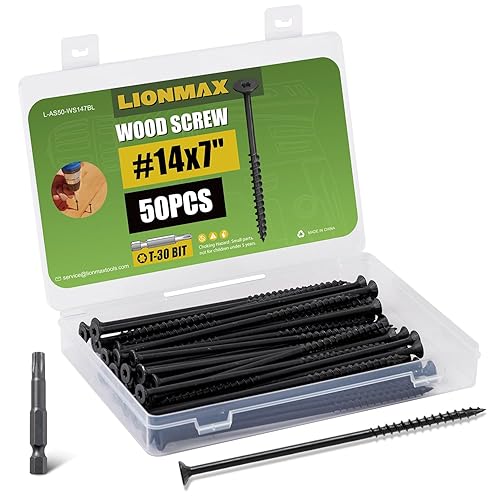 Miniatura 58 de LIONMAX Tornillos de cubierta de 3 pulgadas, tornillos para madera #10 x 3, 50 unidades, resistentes a la corrosión, revestimiento de epoxi