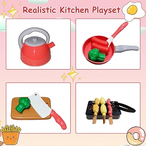 Miniatura 4 de 61Pcs Accesorios de juguete de cocina para niños (rojo)