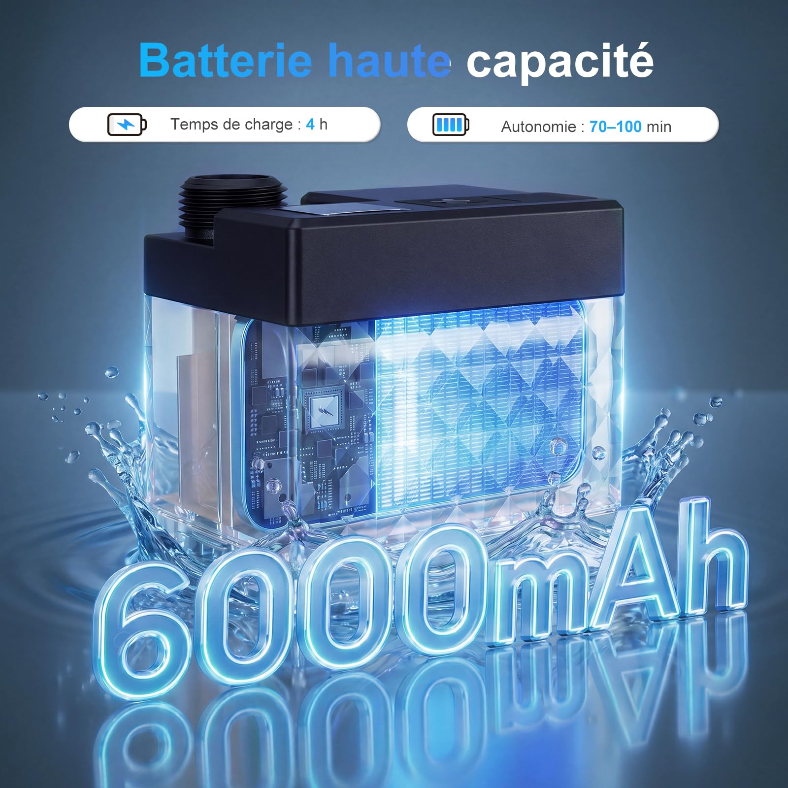 Homealexa Douche de camping avec batterie 6000 mAh, douche d'extérieur portable avec affichage LED, USB-C rechargeable, 3 modes de jet, étanche IPX7, douche de voyage mobile pour camping, camping-car