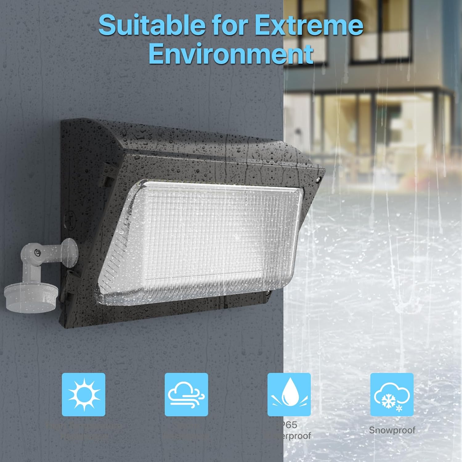 HYPERLITE LED Wall Pack Light 120W 2Packs with Dusk to Dawn Photocell and Glass Lens LED Security Flood Commercial and Industrial Outdoor LED Wall Lights Out Door for House Warehouses UL Listed