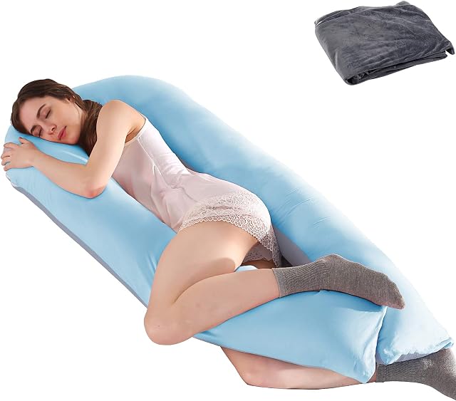 GRANDMA SHARK Pregnancy Pillow for Sleeping, 100% Cotton U-shaped Maternity Pillow & Body Pillow, L Shaped Pillow, V Shaped Pillows for Bed 10ft