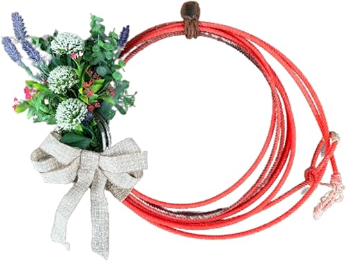 Corona floral para puerta delantera o pared hecha con cuerda de lazo Lariat