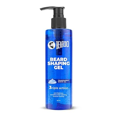 Beardo Beard Shaping Gel, 200ml | 3riple Action Transparent Shaving Gel for Men | Shaving gel with Anti-Redness, Calming