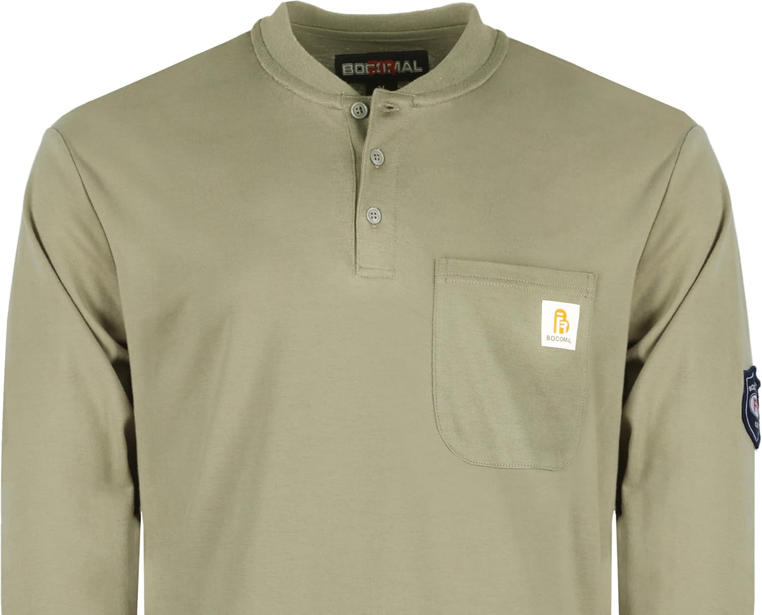 BOCOMAL FR Shirts Flame Resistant Shirt 5.5oz 100% Cotton Light Weight CAT2 Fire Retardant Henley Shirts