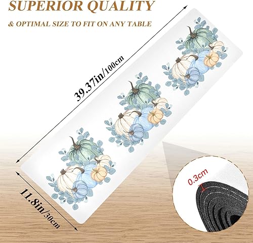 Miniatura 2 de Calabazas azules de otoño cosecha de otoño camino de mesa salvamanteles de 40 pulgadas de largo para ollas calientes y sartenesplatos calientes,