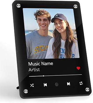 Custom Spotify Song Plaque with Picture - Plays Music When Clicked - Personalised Music Frame & Moving Picture Frame - Unique Anniversary Birthday Gift for Couple, Boyfriend, Girlfriend