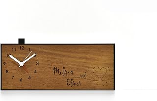 Modern Alarm Clock - Laser Engraved Wooden Clock - Analog - No Ticking - Anniversary Gift - Custom Wedding Gift - Creative Couple Gift Idea