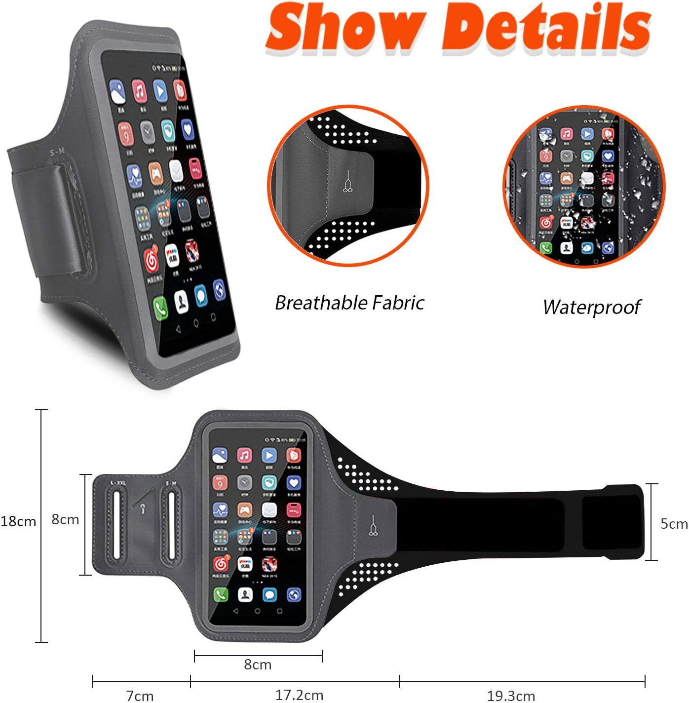 MOVOYEE Armband for Cell Phone Running Armband iPhone Armband 12 11 Pro Max Xs Xr X 8 7 6 Plus SE/Smartphone,Phone Armband Phone Holder for Workout/Sport/Exercise/Fitness/Jogging/Gym Touch ID Sleeve : Clothing, Shoes & Jewelry