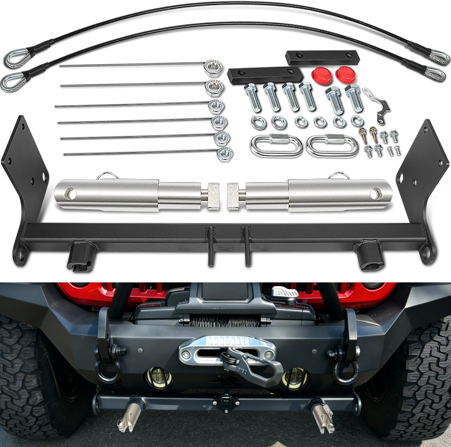 BX1126 Tow Bar Base Plate for 2007-2018 Jeep Wrangler JK JKU 2/4 Doors All Models with Standard Bumper Baseplate Bracket Kit - Removable Arms Quick Connect