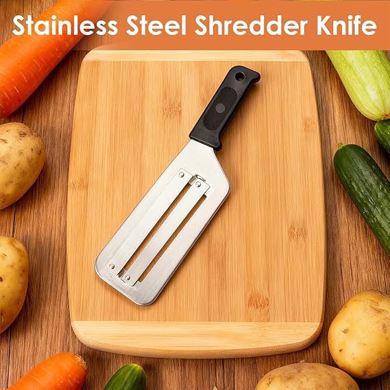 Cabbage Shredder Slicer for Coleslaw Stainless Steel Dual Blade Vegetable Cutter & Julienne Peeler Multifunctional Food Grater Lettuce Shredder for Salad Stir Fry Prep (Black)