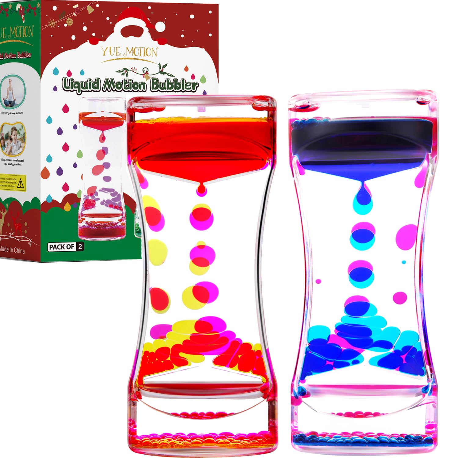 YUE MOTION Liquid Motion Bubbler - Sensory Fidget Desk Toy for Kids & Adults - Fidget Tubes for Stress Relief and Focus- Calming Visual Bubbler Toys for Classroom, Desk Decor, Stocking Stuffers