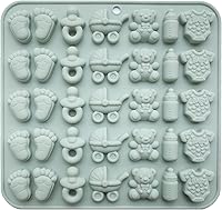 Vista 1 de Molde de silicona para baby shower con botella de chupete para bebé, huella de bebé, molde de carro de oso para pastel de chocolate, dulces