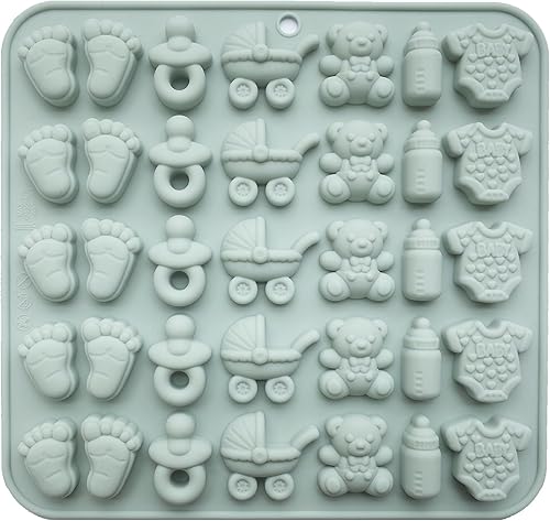 Molde de silicona para baby shower con botella de chupete para bebé, huella de bebé, molde de carro de oso para pastel de chocolate, dulces,