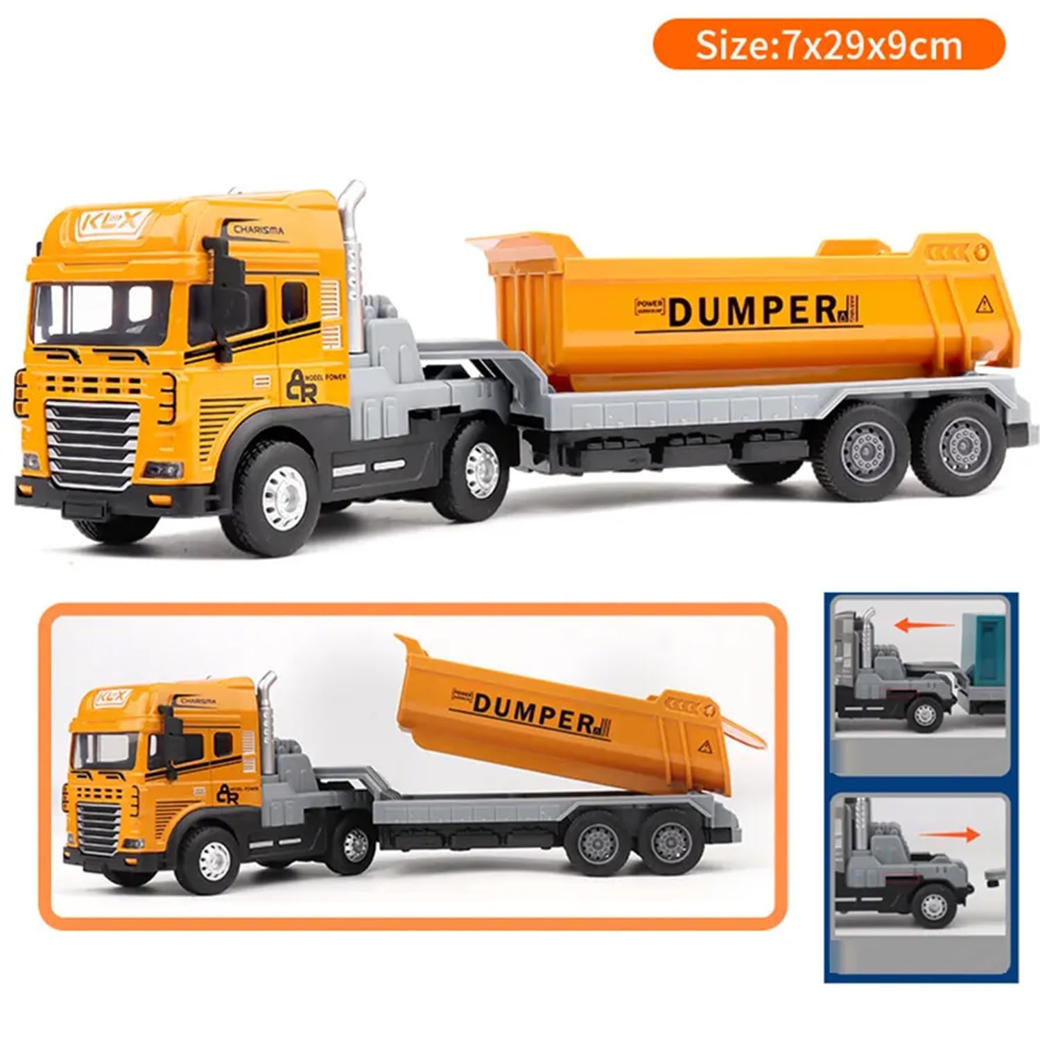 DUWOL Truck Toys Dumper Toy Diecast Truck for Kids with Friction, Lights and Sounds Alloy Construction Vehicle Toy 2