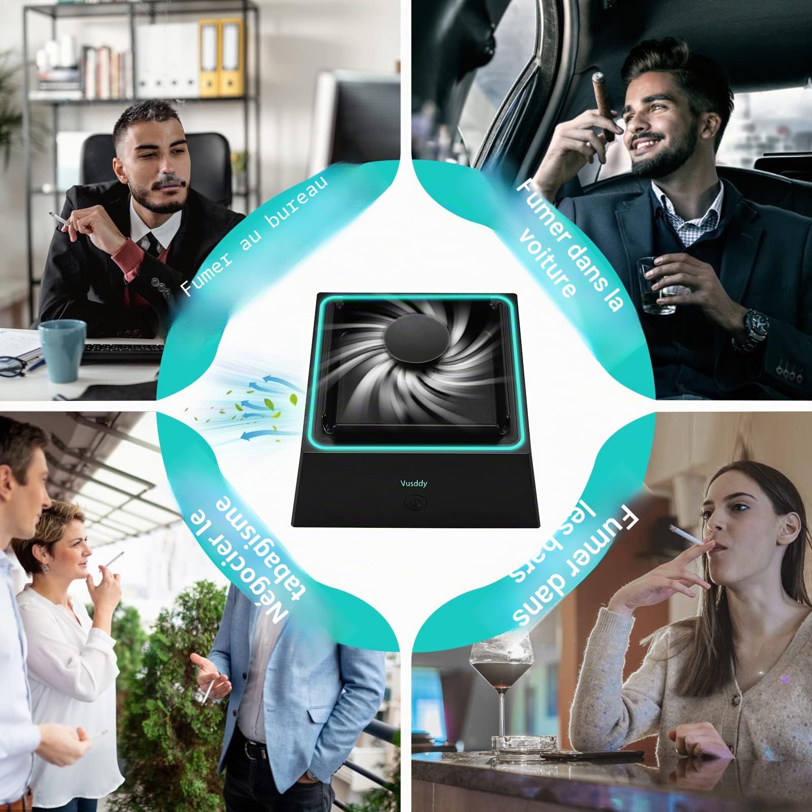 Cendrier D'Aspiration Sans Fumée 2 En 1 Avec Purificateur D'Air - Portable Avec Filtre Pour La Maison, Voiture, Bureau - Nettoyeur De Fumée Pour Cigarettes à L'Intérieur