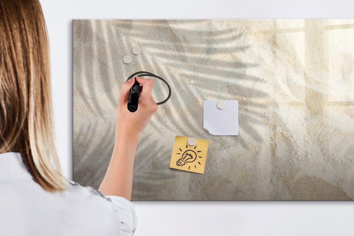 Lavagna memo magnetica da parete 120x60 cm | Ombra di palma sabbia