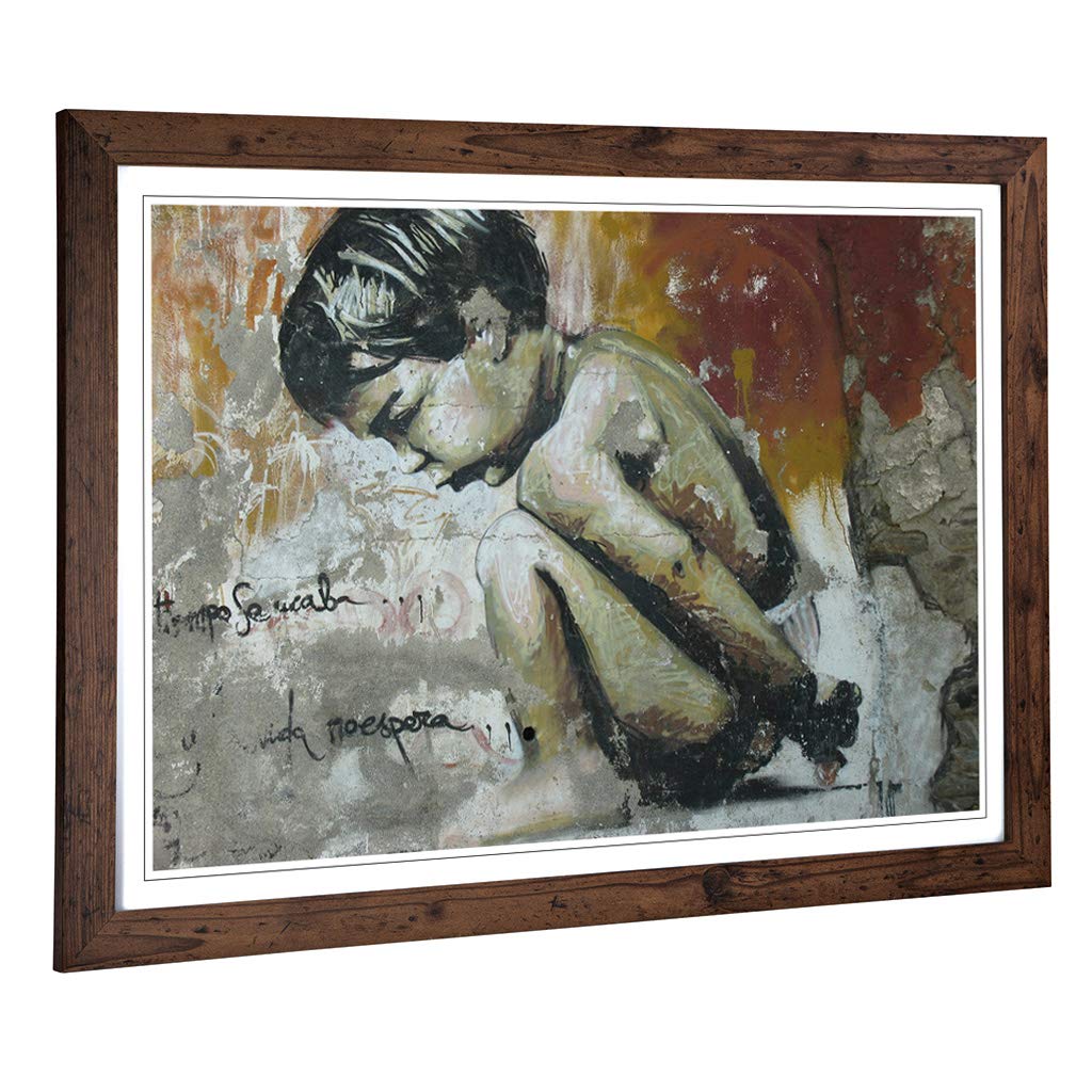Big Box Art Framed Print of Berlin Germany Graffiti (2) Design | Wall Art Picture | Home Decor for Kitchen, Living Room, Bedroom, Hallway, Walnut, A2 / 24.5x18 Inch / 62x45cm