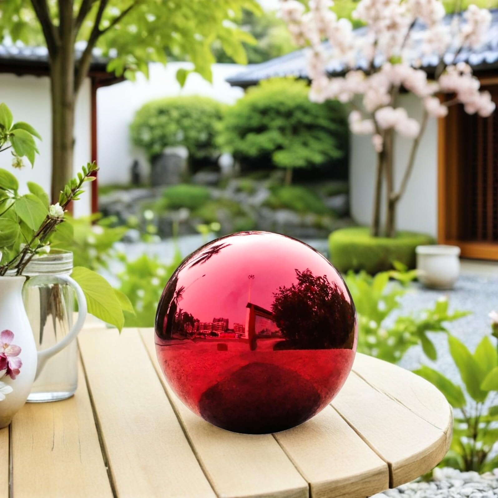 Didiseaon Sfera Riflettente da Giardino in Acciaio Inossidabile Globo Decorativo Lucido per Esterni Palla Cava Resistente alla Corrosione per Laghetti e Ambienti Esterni