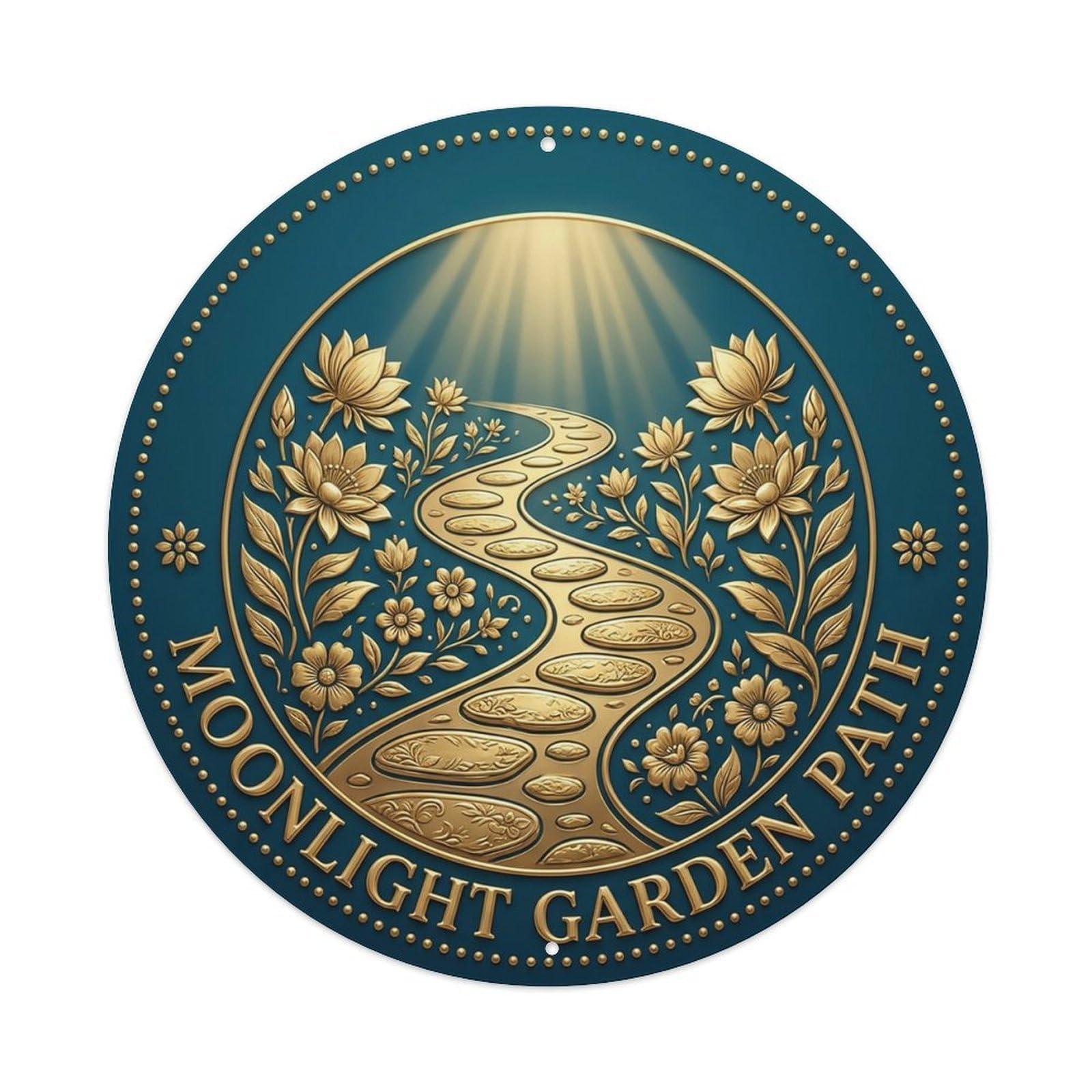 Vintage Moonlight Garden Path Flower Zen Yoga Metal Tin Sign