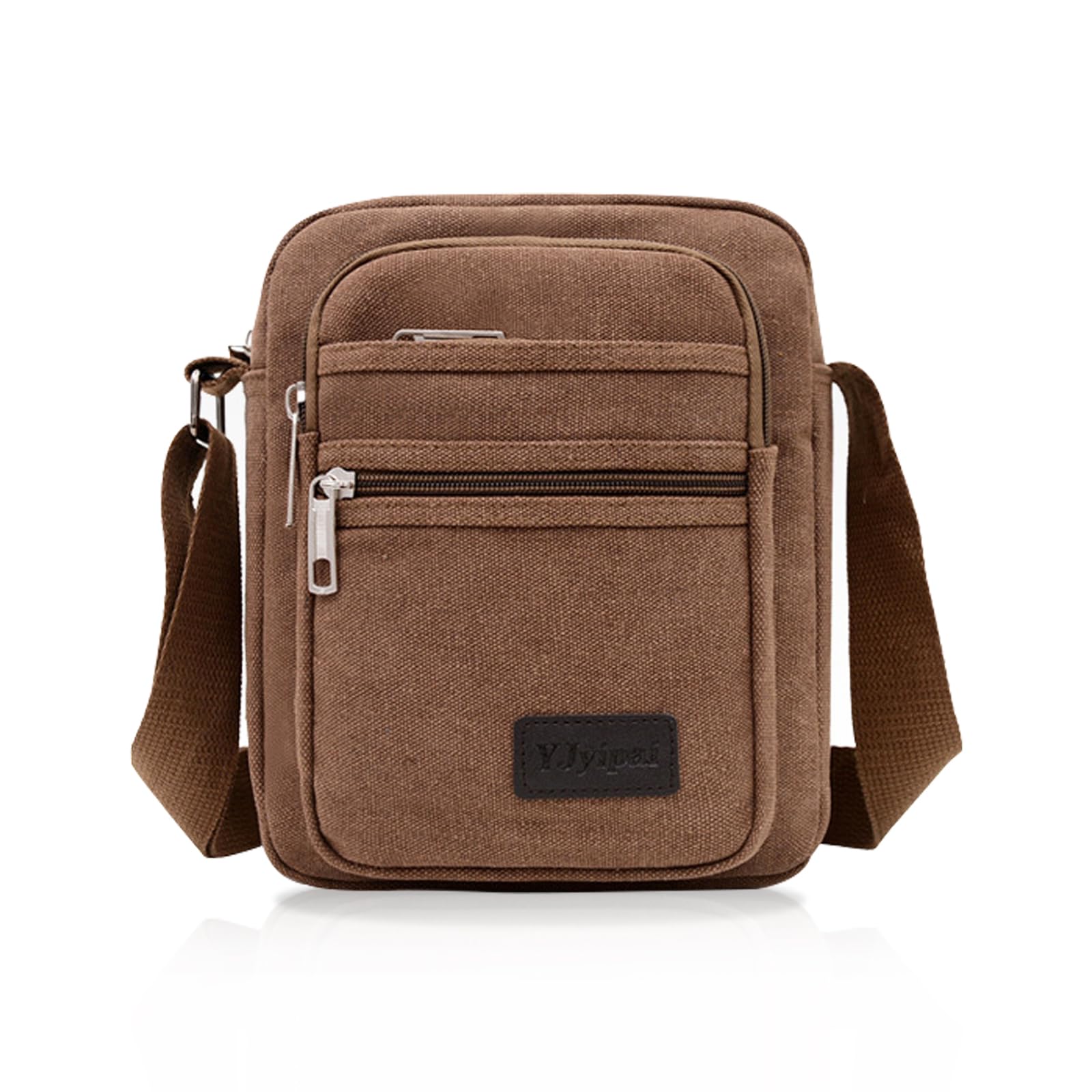 FuninCrea Crossbody Bag Canvas Shoulder Bag Messenger Bags for Men Multi Pocket Crossbody Phone Bag for Travelling Hiking