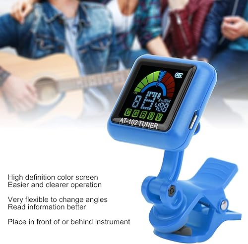 Miniatura 4 de Afinador de guitarra recargable, afinador USB con aroma a guitarra Clipon Afinador recargable con batería incorporada para guitarra, bajo, violín,