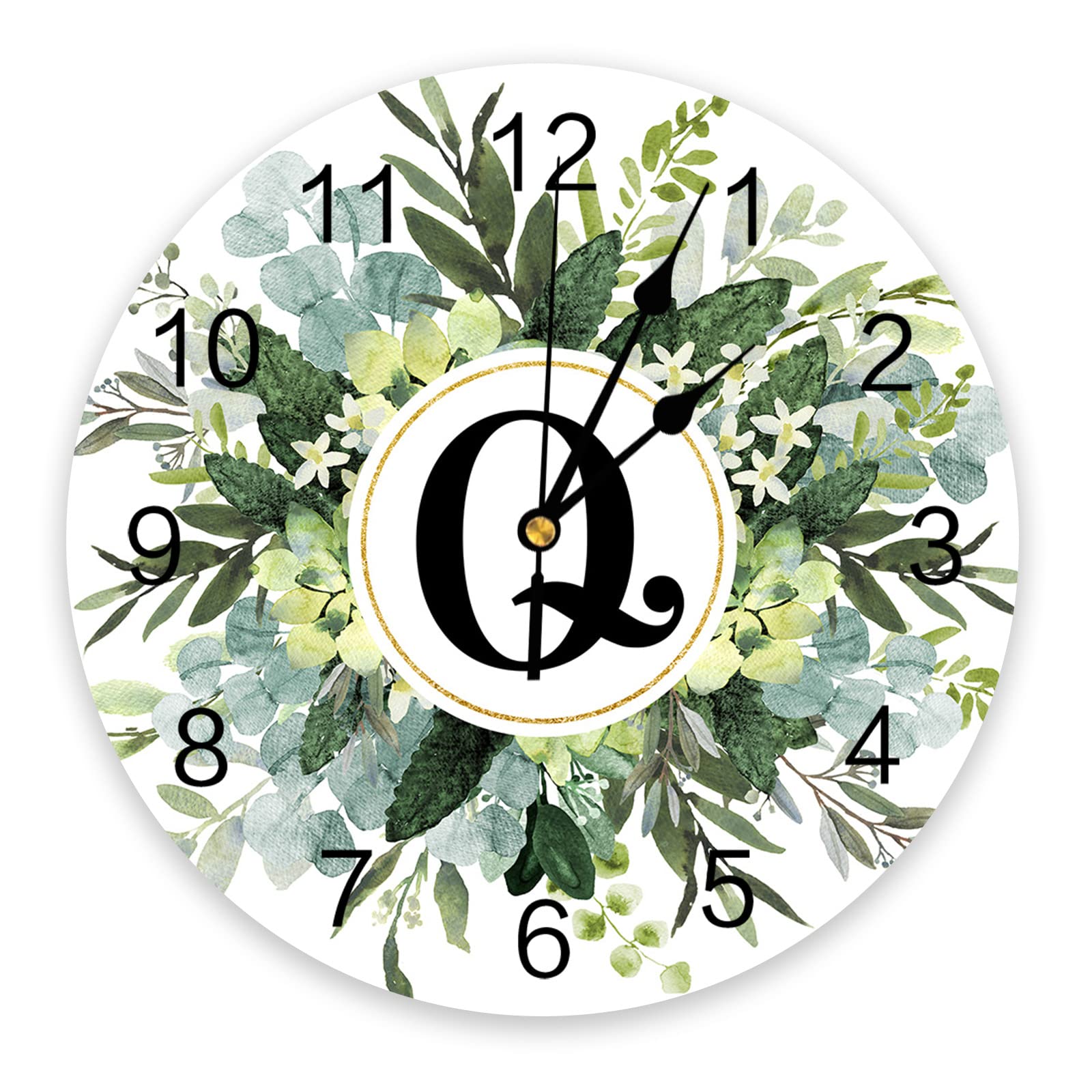 Monogram Letter Q Watercolor Eucalyptus Spring Summer Rural