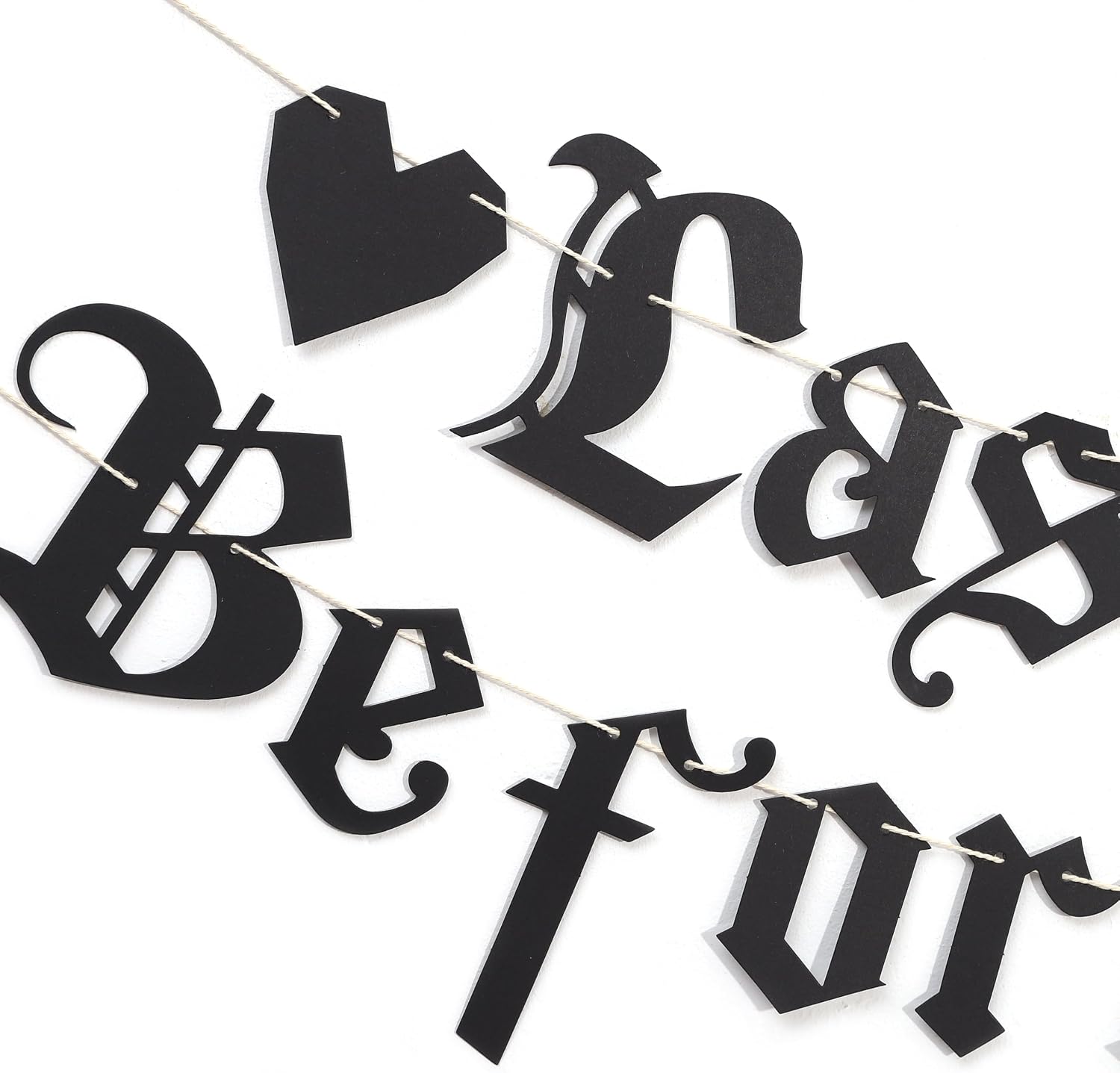 Last Quest Before the Dress Banner - Gothic Bachelorette Party Decorations, Dark Old English Font Heart Garland, Renaissance Faire Sign Photo Props (Last Quest Before the Dress Banner)