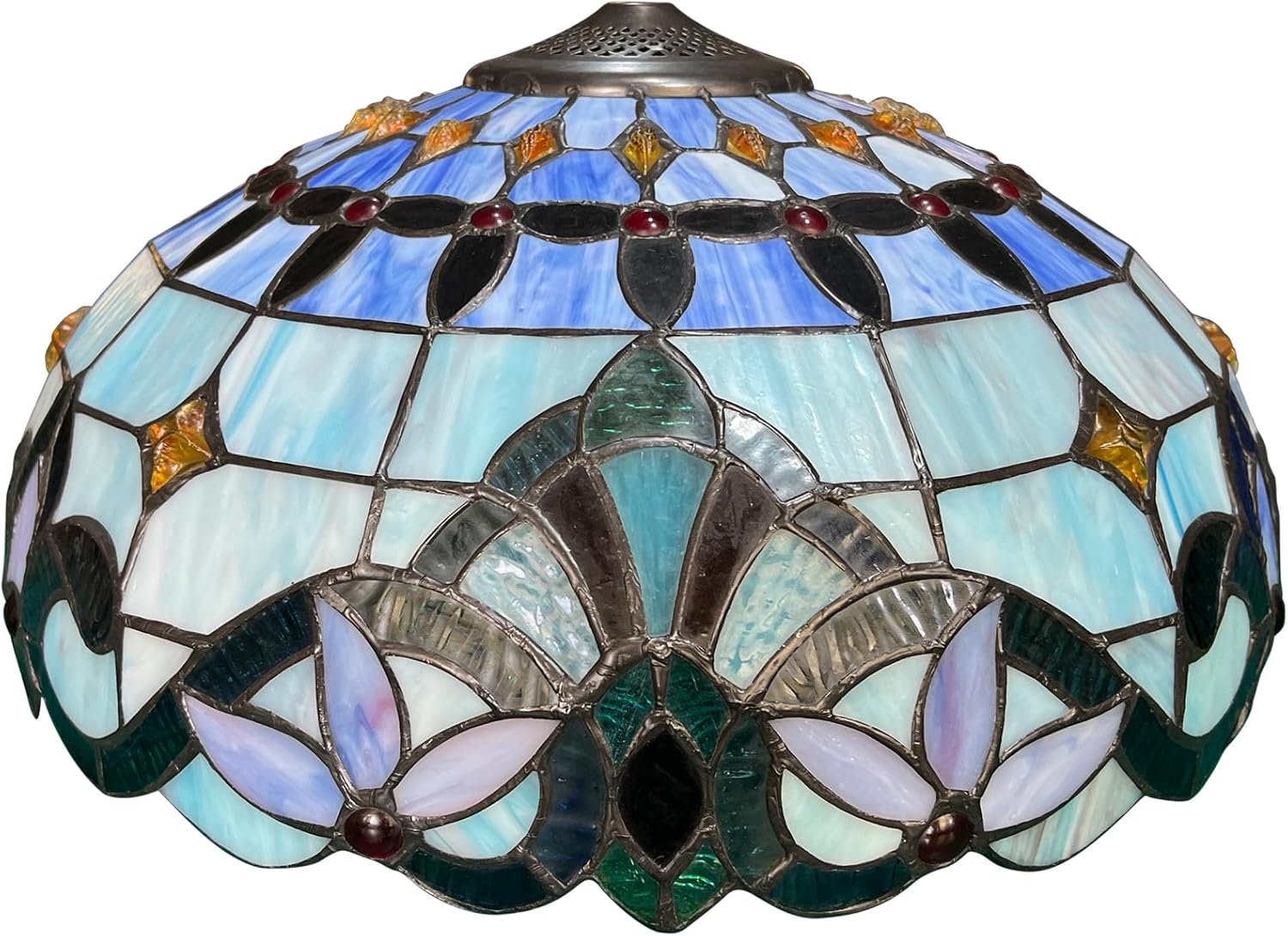 Capulina Tiffany Lamp Shade 16 Inches Wide Accessories Replacement Light Blue Style Stained Glass Lampshade for Table Lamp Floor Lamp