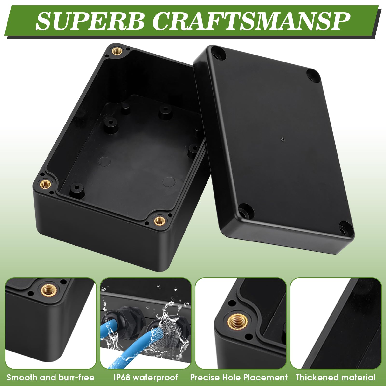 2 Piezas Caja de Conexiones Impermeable IP65 Caja Estanca Exterior de Plástico 100X68X50MM con 8 Prensaestopas y Destornillador para Instalaciones Eléctricas