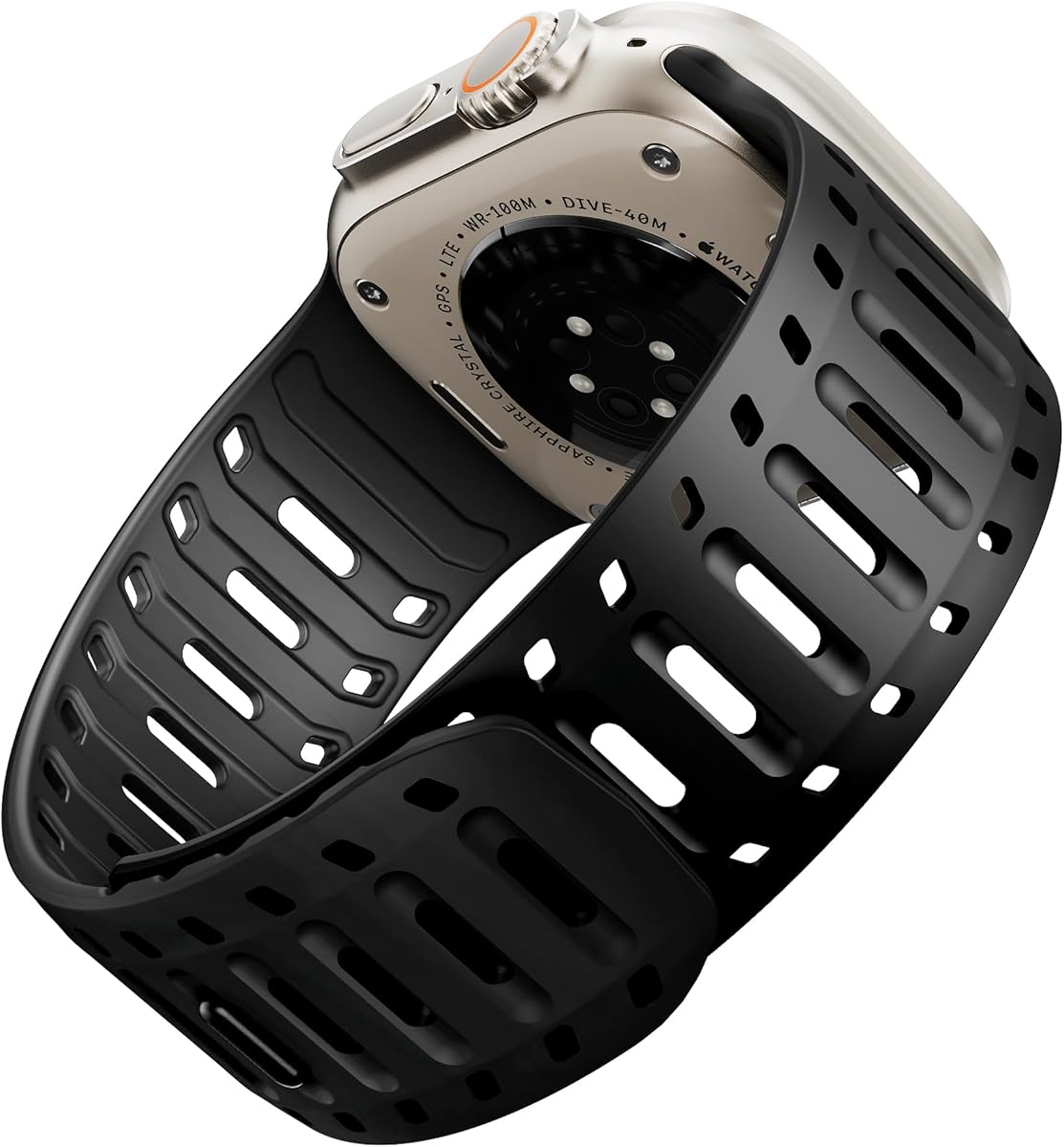 X-it Magnetic Sport Band for Apple Watch Ultra Bands (49mm, 46mm, 45mm, 44mm) Sweat-Proof Silicone, Breathable Unisex Strap for Men and Women iWatch Ultra 3/2/1, Series 11-5 SE&SE2&SE3（Black)