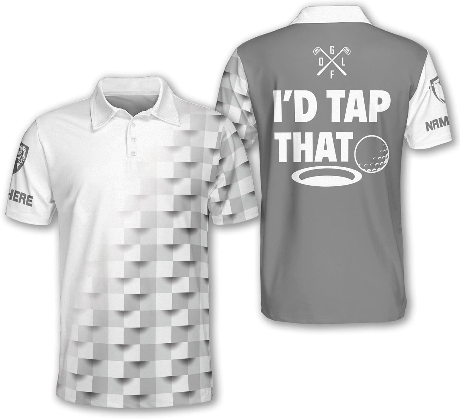TEEMAN Custom Funny Golf Shirts for Men, Golf Shirts Short Sleeve, Gray Golf Gifts for Men, Golf Gifts for Men