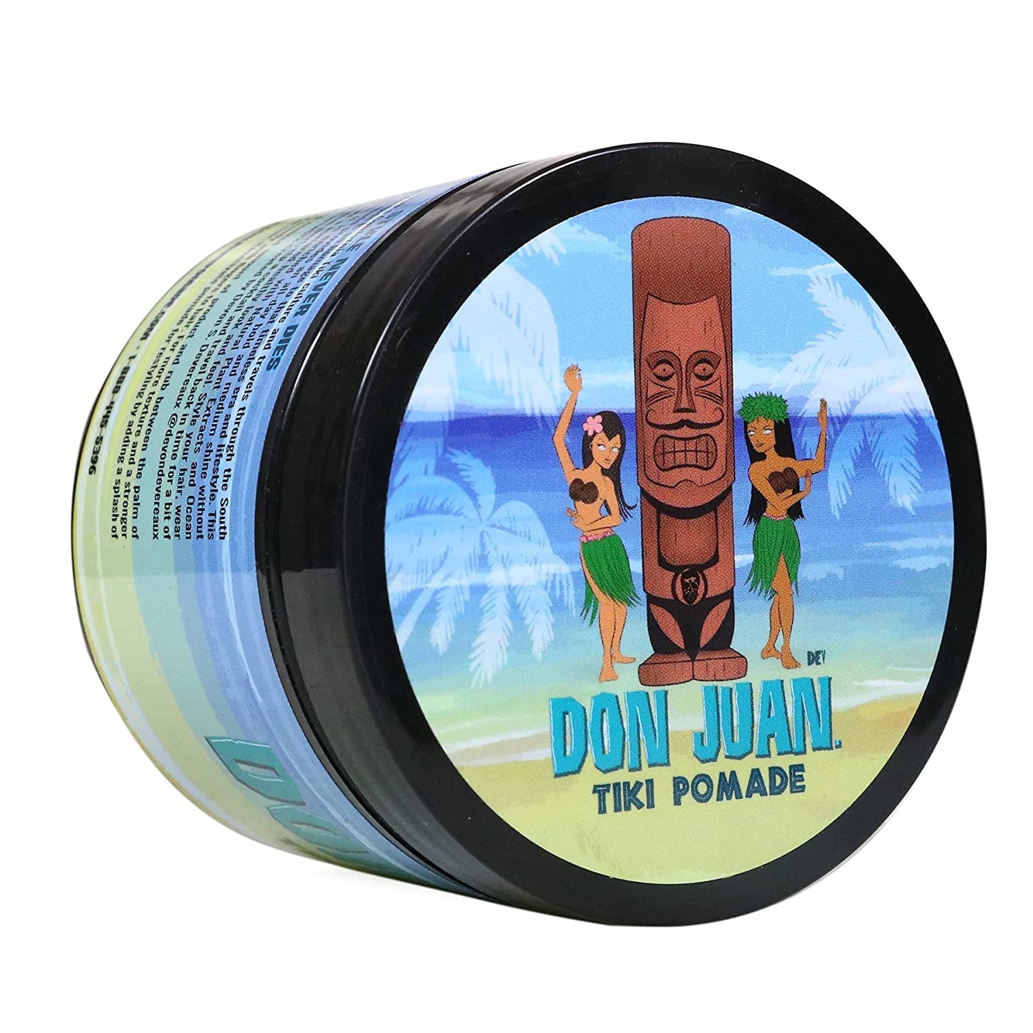 Don Juan Tiki Pomade | Water Based | High Hold | Medium Shine | Natural Plant Extracts and Ocean Minerals | Mai Tai Tropical Scent, 4 oz