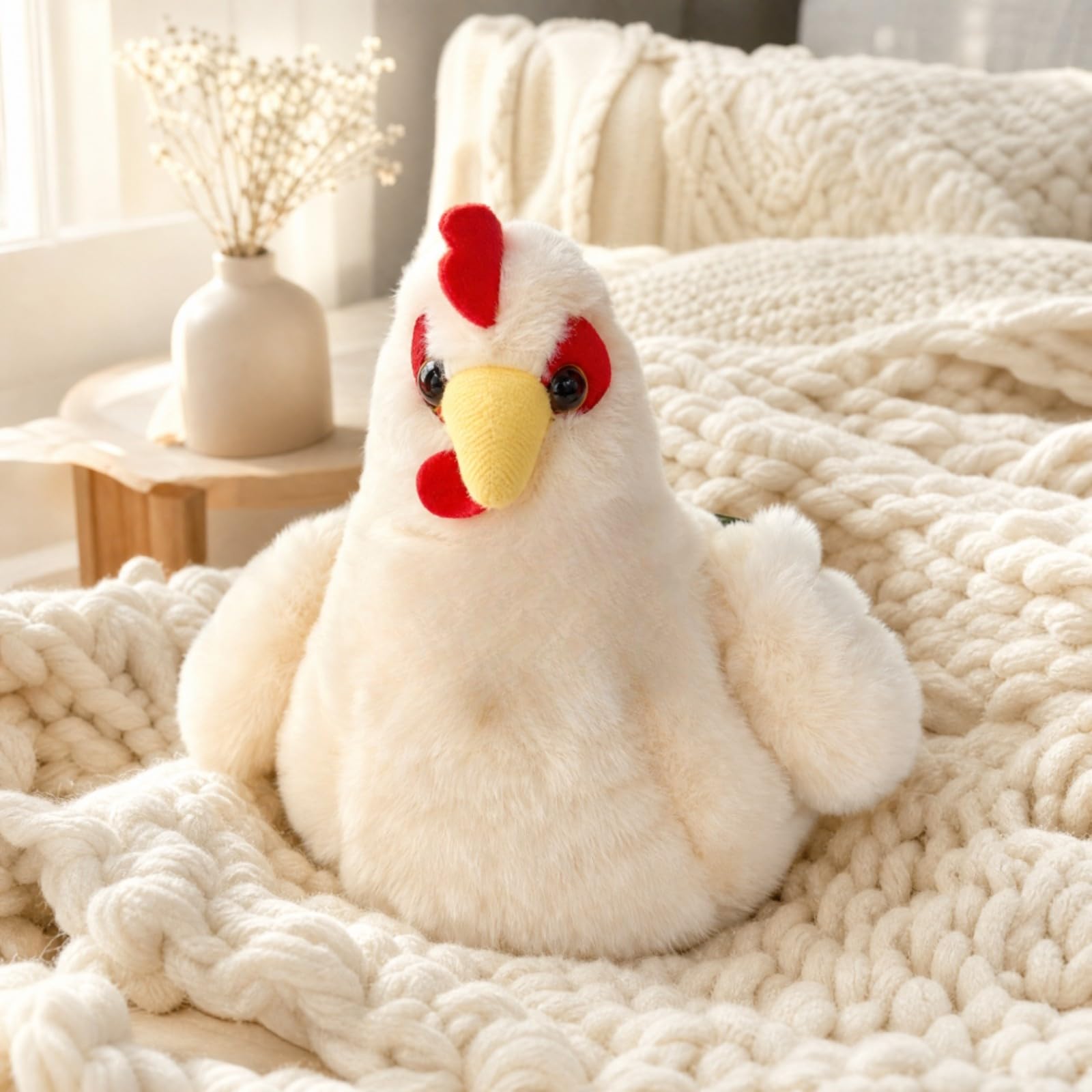 Peluche Sensibile Deposizione di Uova Morbido Pollo di Peluche Elettronica Imbottito per Genitori, Gioco Finzione, Grigio