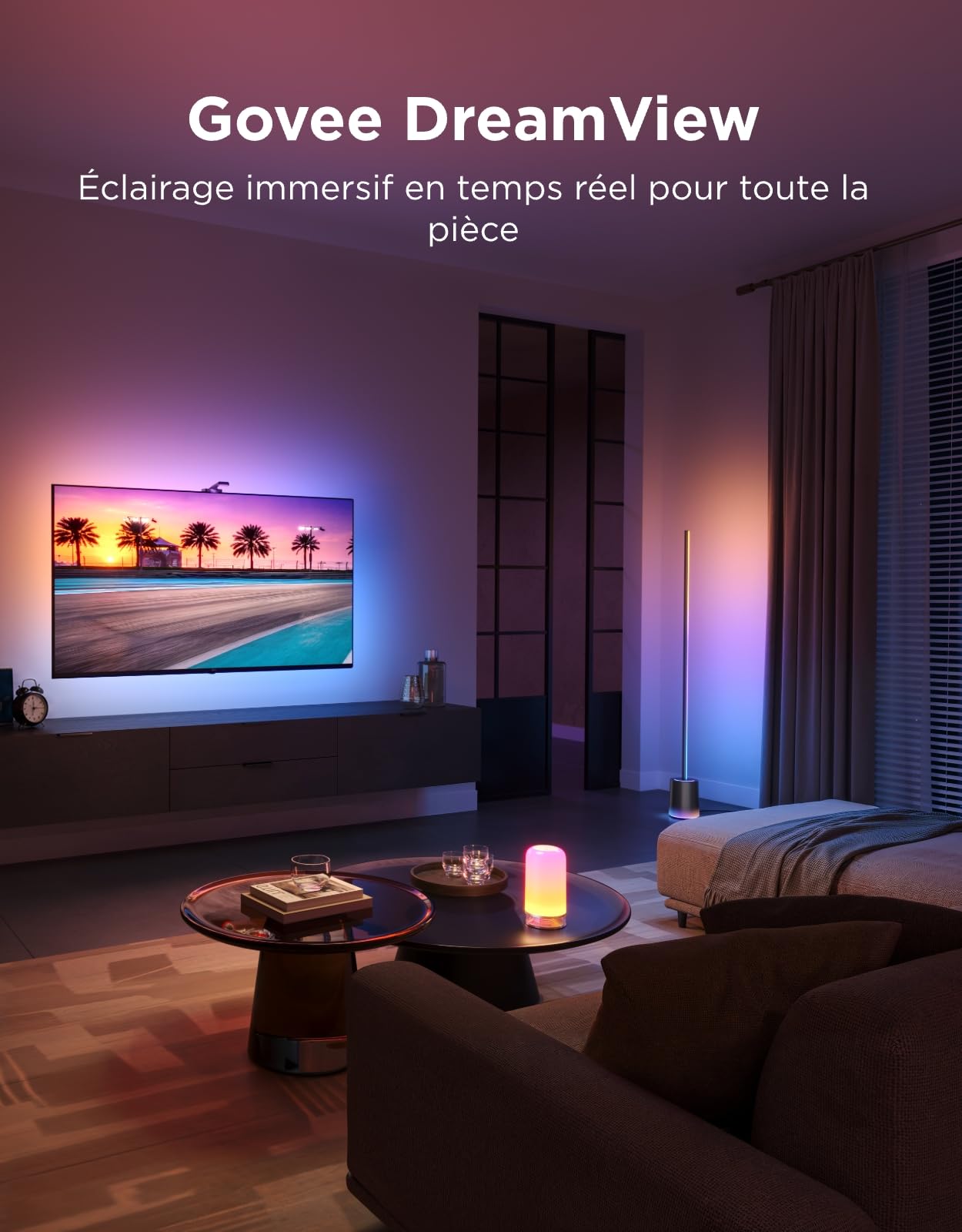 Govee Rétroéclairage TV LED 3 RGBWIC avec Double Caméra, Ruban LED TV 3,6m