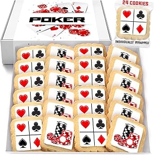 Poker Themed Cookies Casino Game Night Club Dice Treats | 24 Pack Bulk | Individually Wrapped | Cards Ace Spade Snacks Cookie