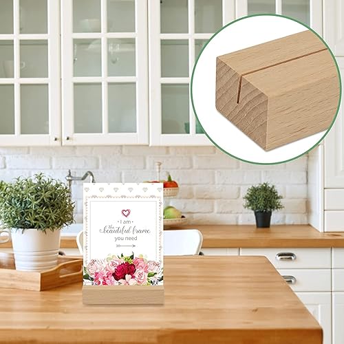 Miniatura 4 de TINSKY Paquete de 12 soportes de madera para tarjetas de lugar, soportes de madera para letreros acrílicos, soportes de números, para bodas, cenas,