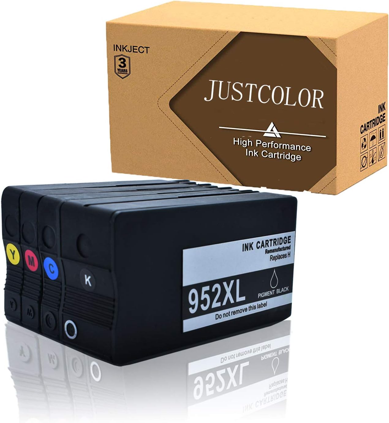 JUSTCOLOR 4 Pack Remanufactured Ink Cartridge Replacement for HP 952 952XL ink,Compatible with HP OfficeJet Pro 8710 8720 8740 7740 8216 8730 8715 8725