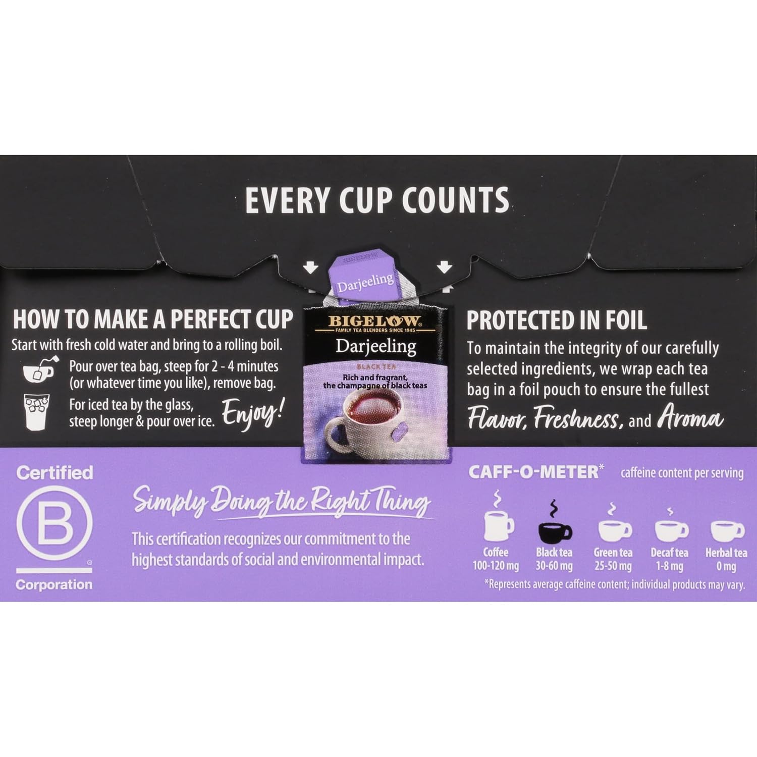 Bigelow Tea Darjeeling Black Tea, Caffeinated, 20 Count (Pack of 6), 120 Total Tea Bags