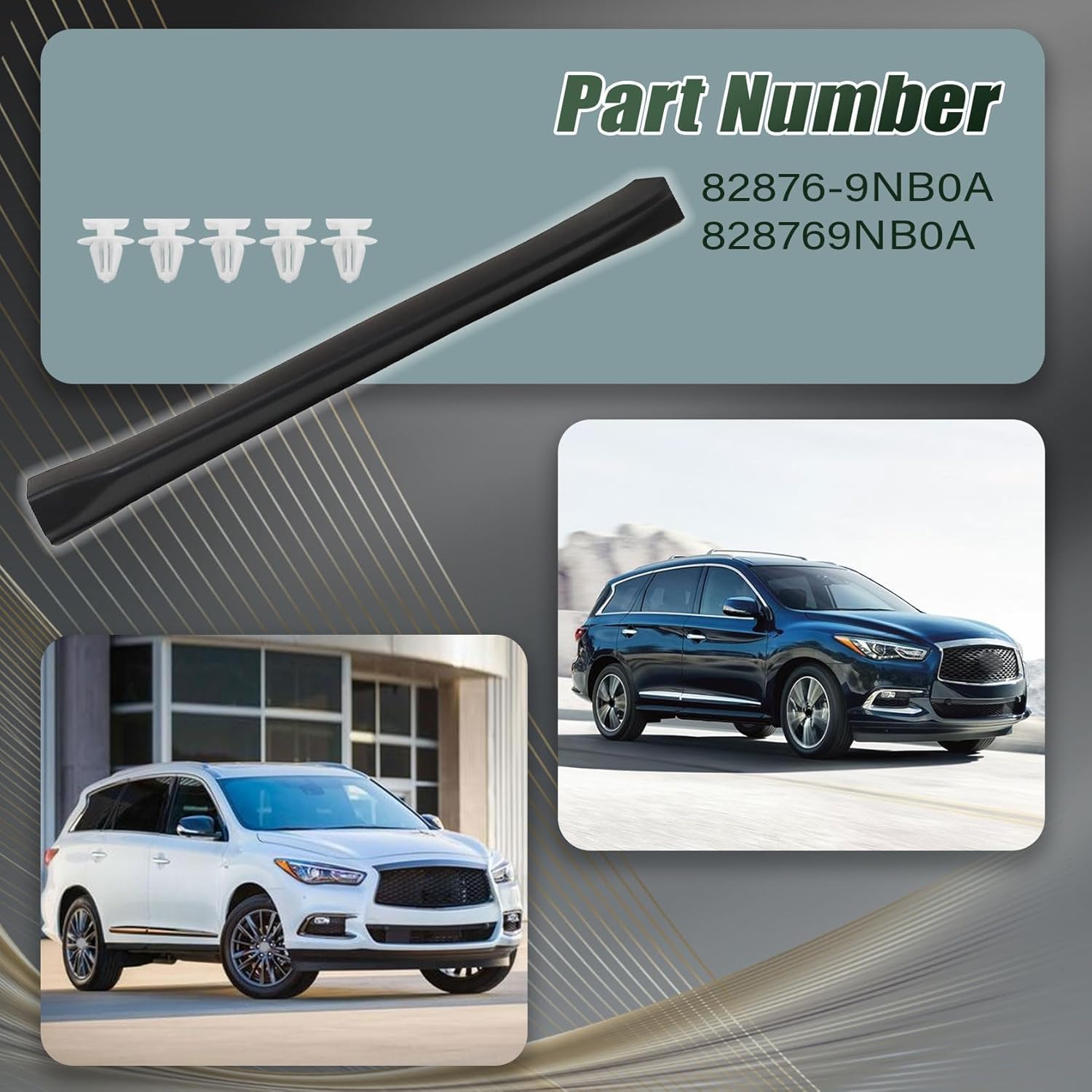 FZJDSD 1PC Rear Right Door Lower Molding Trim 82876-9NB0A 828769NB0A Compatible with Infiniti JX35 2013, QX60 2014-2020, Moulding-Rear Door,RH Passenger Side