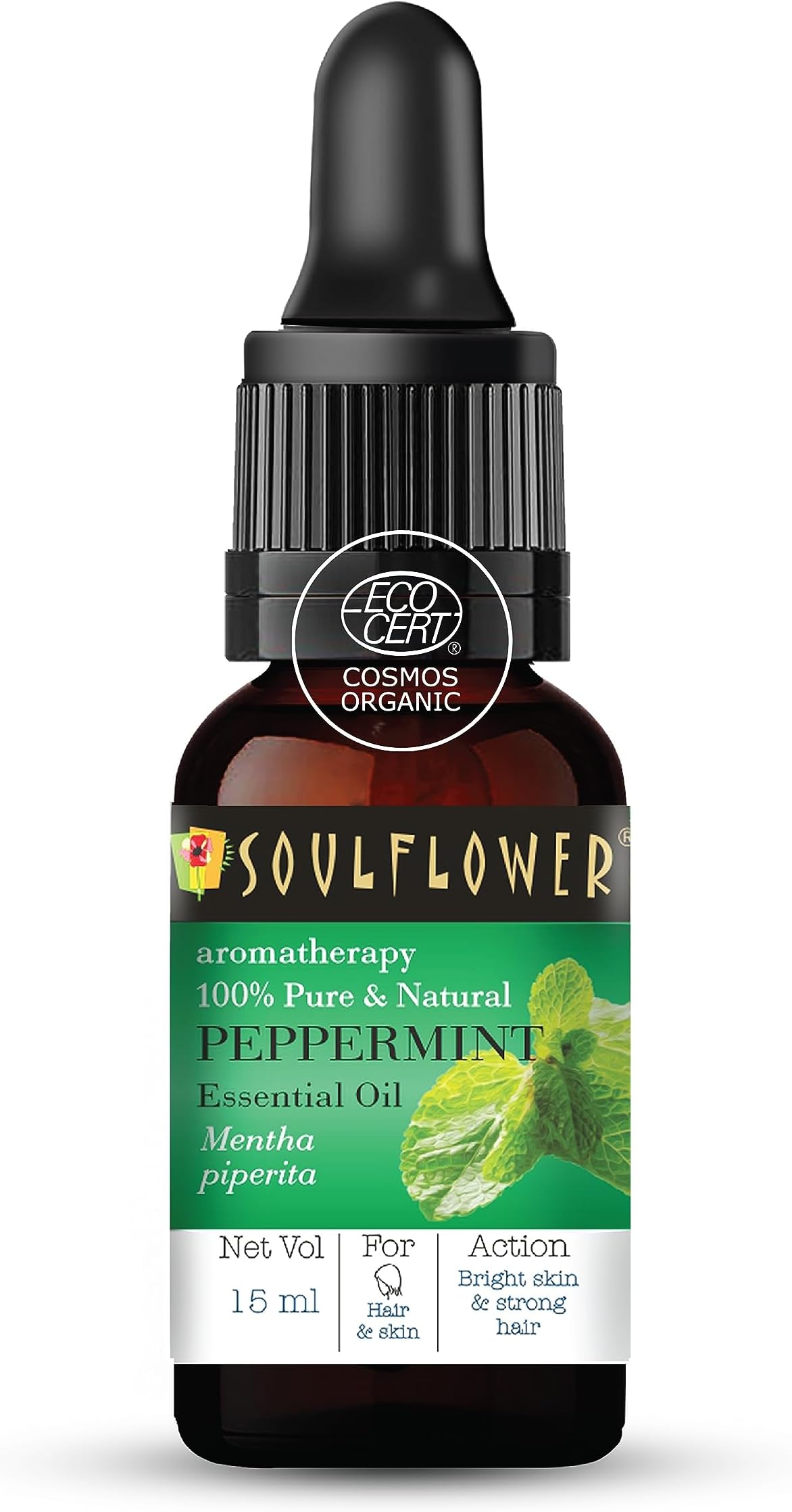 Peppermint Essential Oil for Skin & Hair Care, Scalp, Aromatherapy |100% Pure & Natural Therapeutic Grade, Undiluted, Ecocert Cosmos Organic Certified| Mentha Piperita |15ml