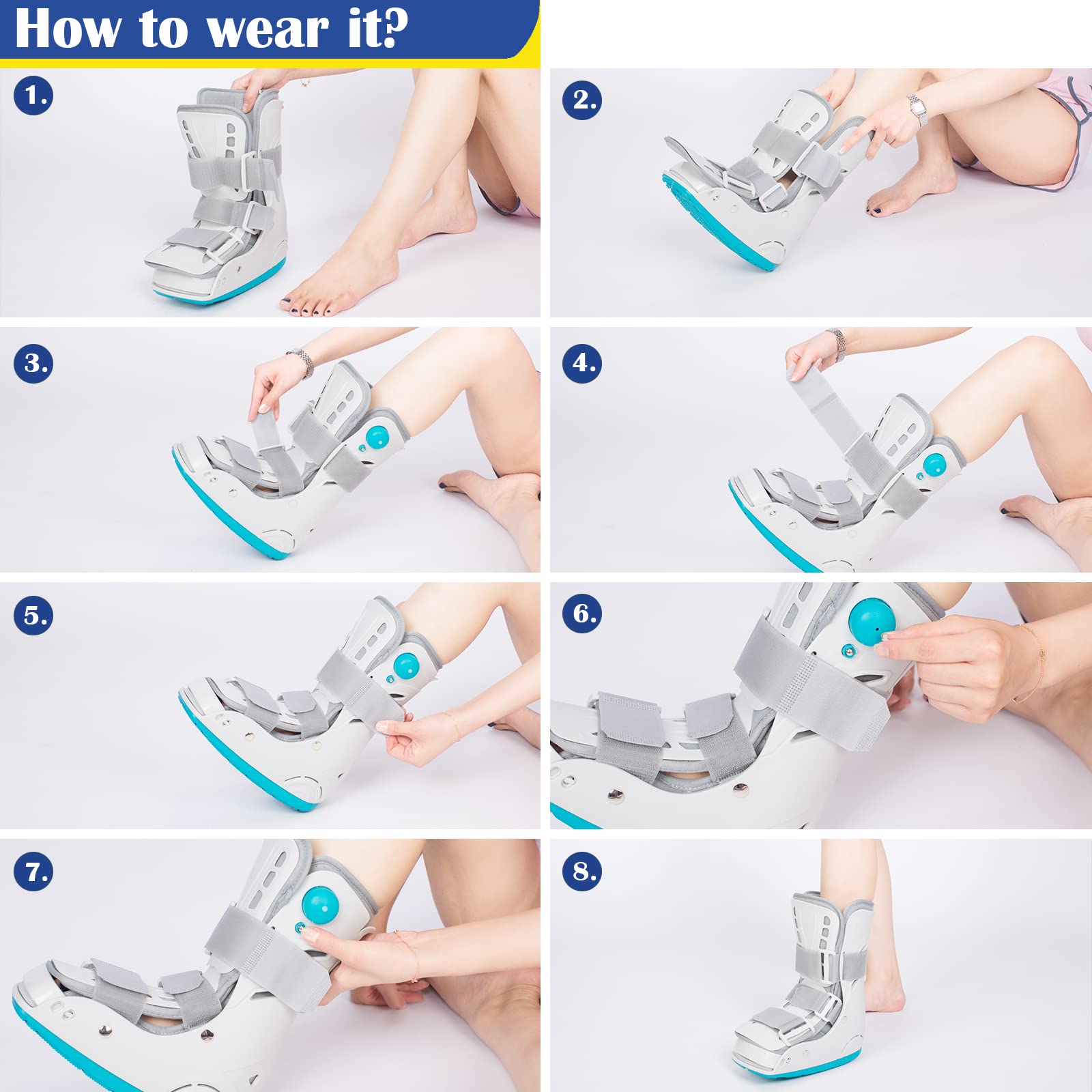 Chaussure de randonnée médicale gonflable orthopédique, chaussure de fracture, chaussure de randonnée ultra légère pour entorse de cheville, fracture de stress, pied cassé ou tendinite d'Achille (M)
