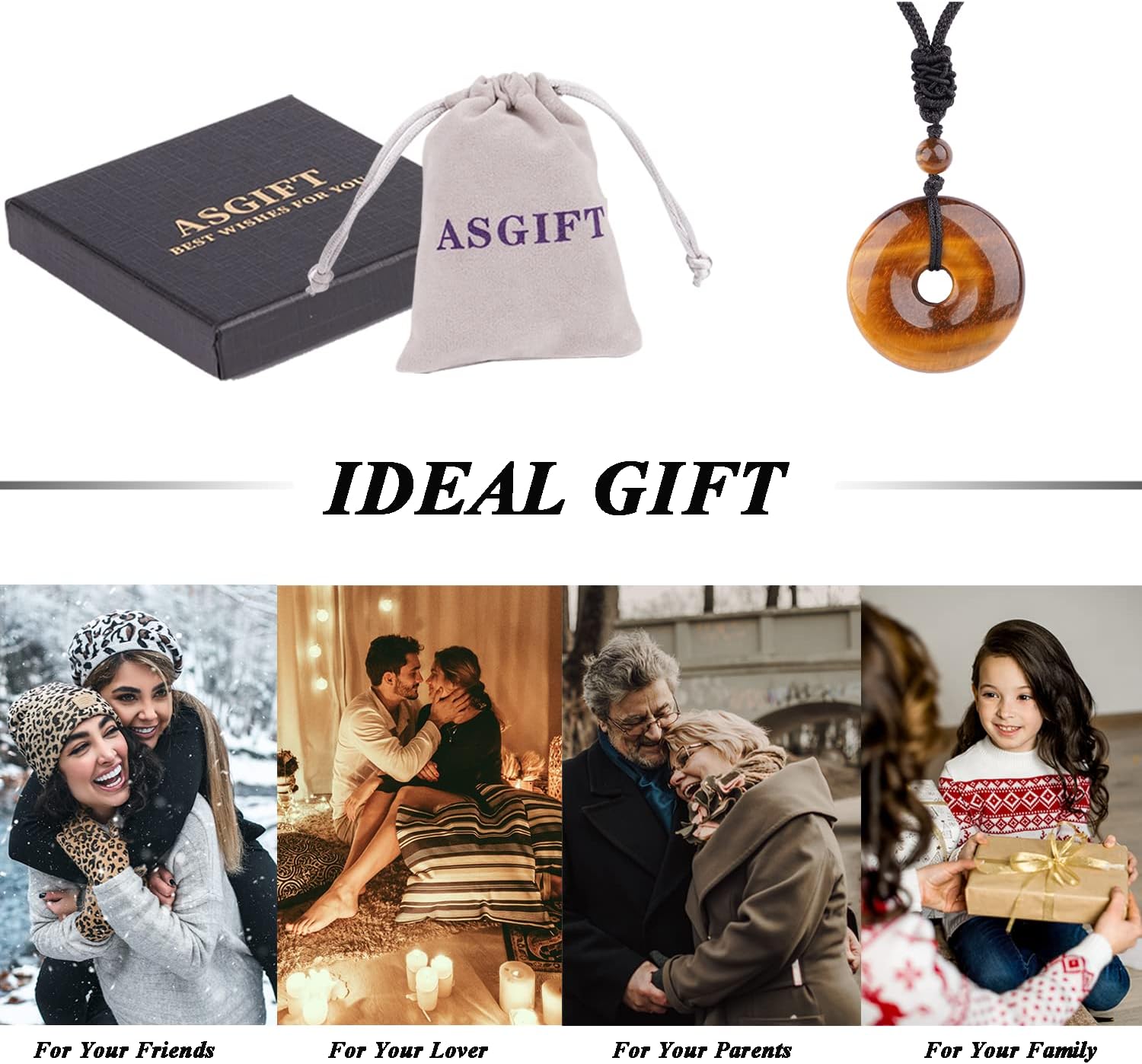 ASGIFT Lucky Coin Crystal Necklace 30mm Round Donut Natural Quartz Protection Pendant with Adjustable Rope Reiki Healing Crystal Stone Spiritual Necklaces for Men Women - Image 7