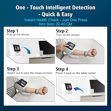 Arm Bucket Blood Pressure Monitors, 22-40 CM One-Step Wear Cuff, 4 Users*199 Memories, Arm Blood Pressure Monitors for Home Use, Backlit Large LED Screen, BP Machine, MHRA & CE Approved UK BP Monitor