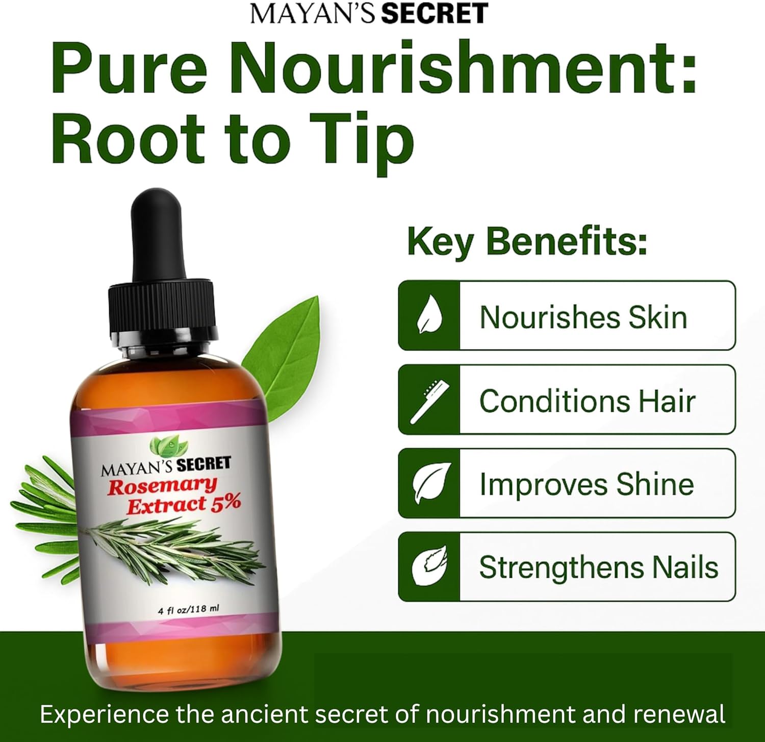 Pure Carrier and Essential Oils for Skin Care, Hair, Body Moisturizer for Face-Anti Aging Skin Care (Rosemary Oil Extract Oil 5%, 4oz)