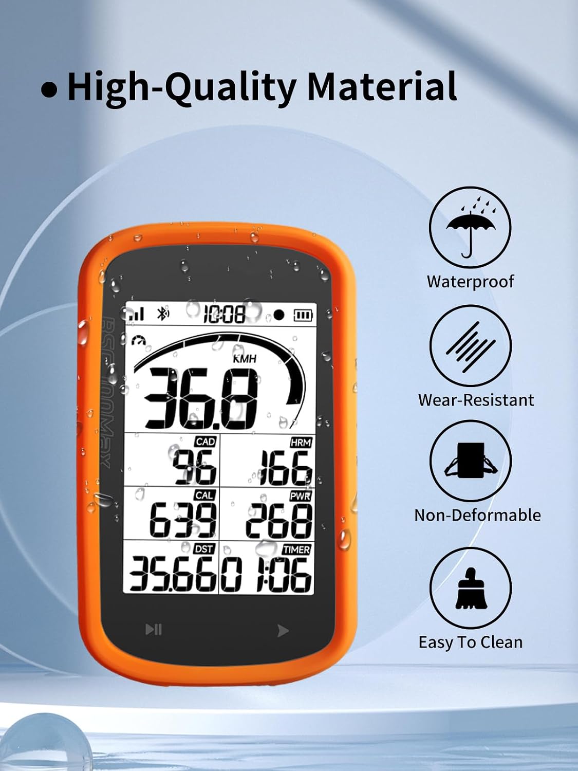Case for iGPSPORT BSC100MAX 3" GPS Bike Computer,UYRUREL Premium Sillence Material,Shock-Absorbing and Anti Drop Protection Soft Shell,Orange. image 3