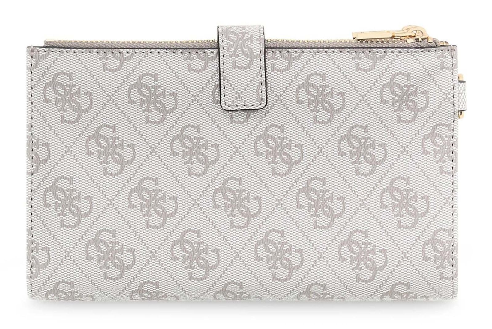 GUESS portafoglio Laurel II SLG Double Zip Organizer Dark Taupe Logo grigio talpa